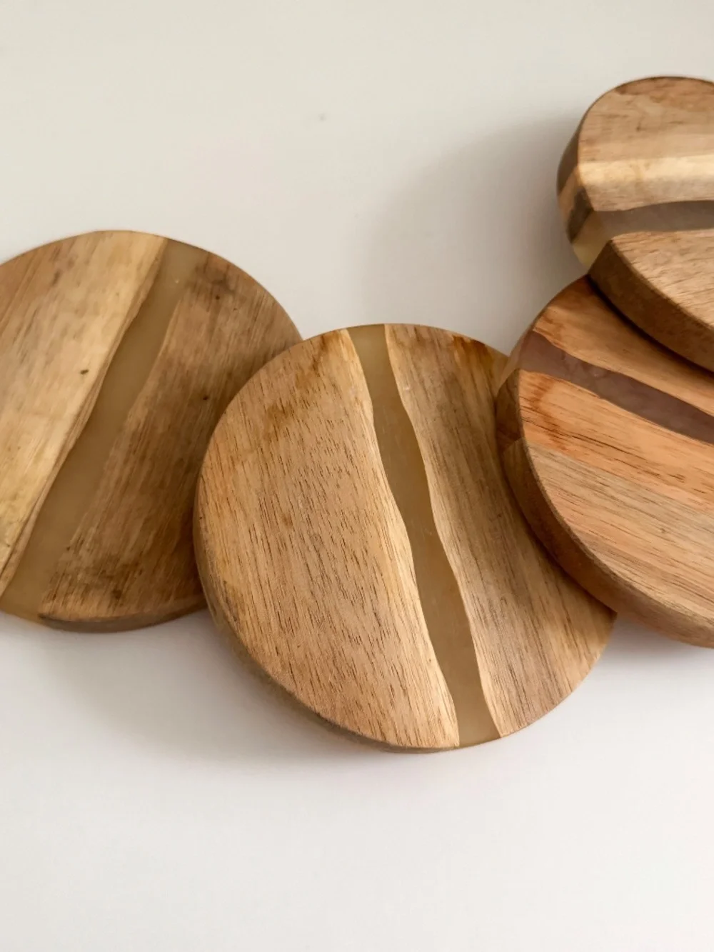 Crate&Barrel Wood and Resin Coasters, Set of 4